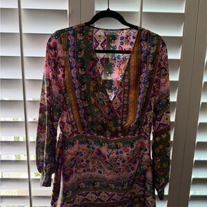 Colorful Paisley V-Neck Dress